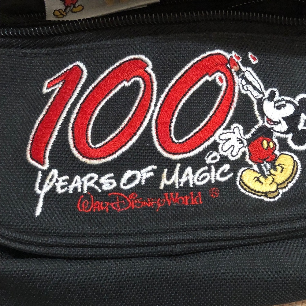 NWOT Disney Black Waist Bag with 100 Years of Magic Mickey Graphic - Picture 3 of 6